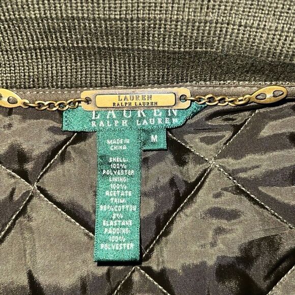Lauren Ralph Lauren Quilted Jacket Snap Olive Green Sz Medium M Equestrian - Picture 4 of 9